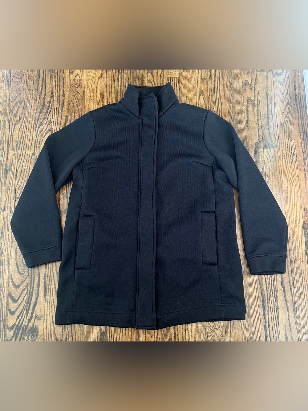 Lands' End Black Women’s Teddy Jacket with Stand Collar